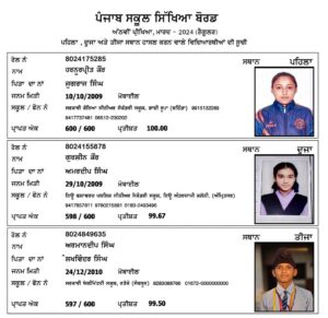 Class 8th Topper 2024 PSEB