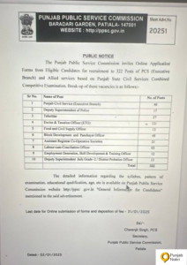 Punjab PCS Notification 2025